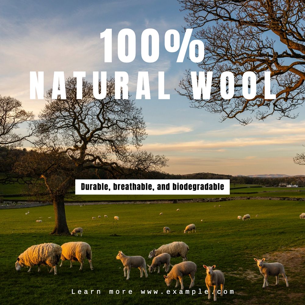 Natural wool Instagram post template, editable text