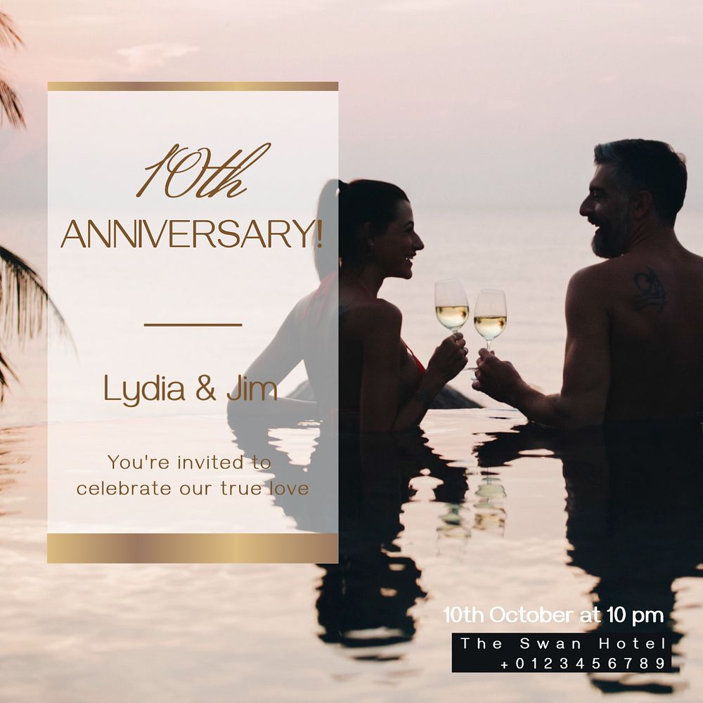 10th Anniversary  Instagram post template, editable text