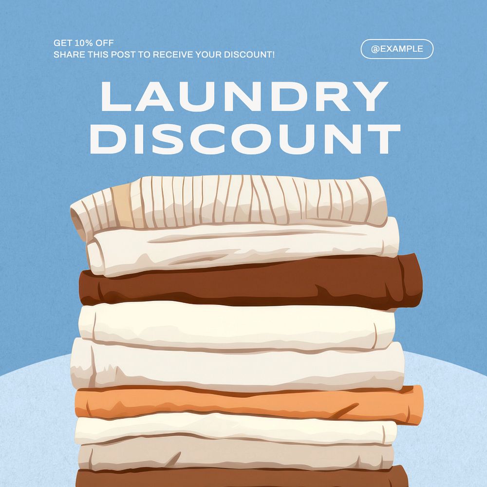 Laundry discount Instagram post template, editable text