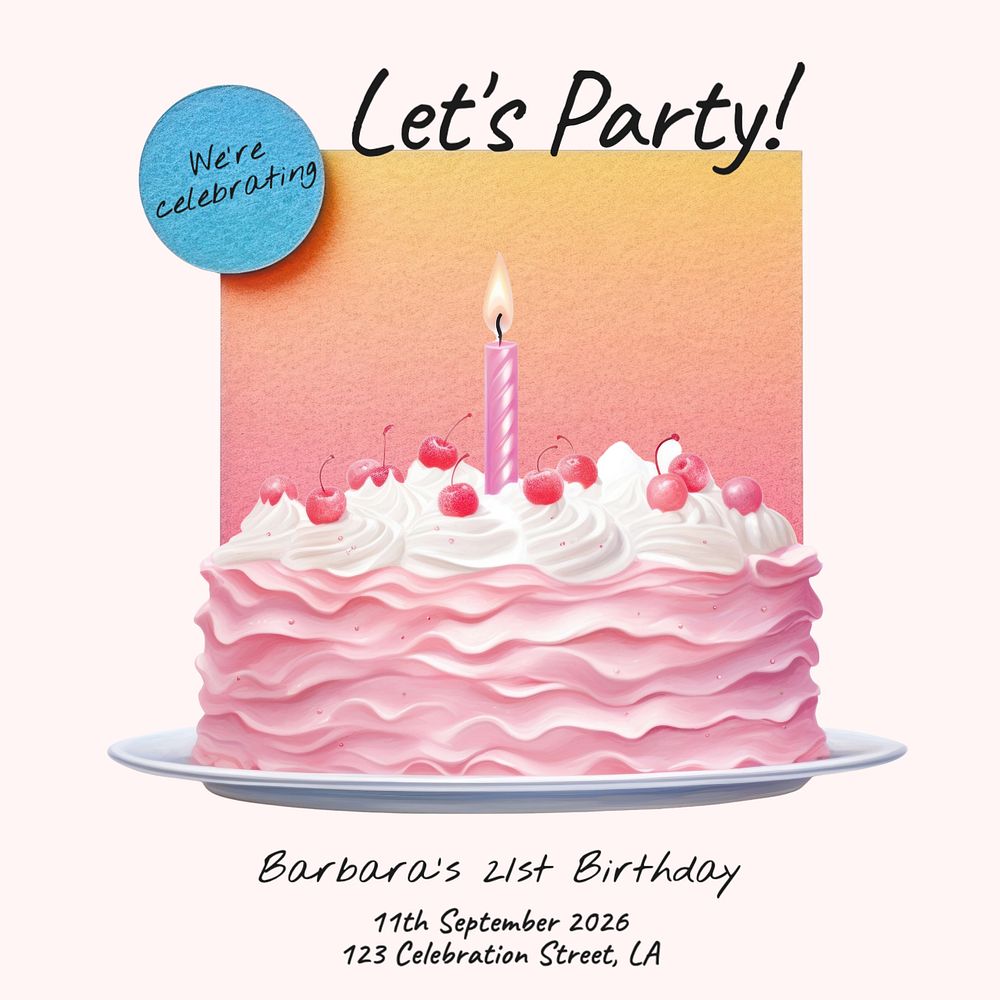 Birthday party Instagram post template, editable text