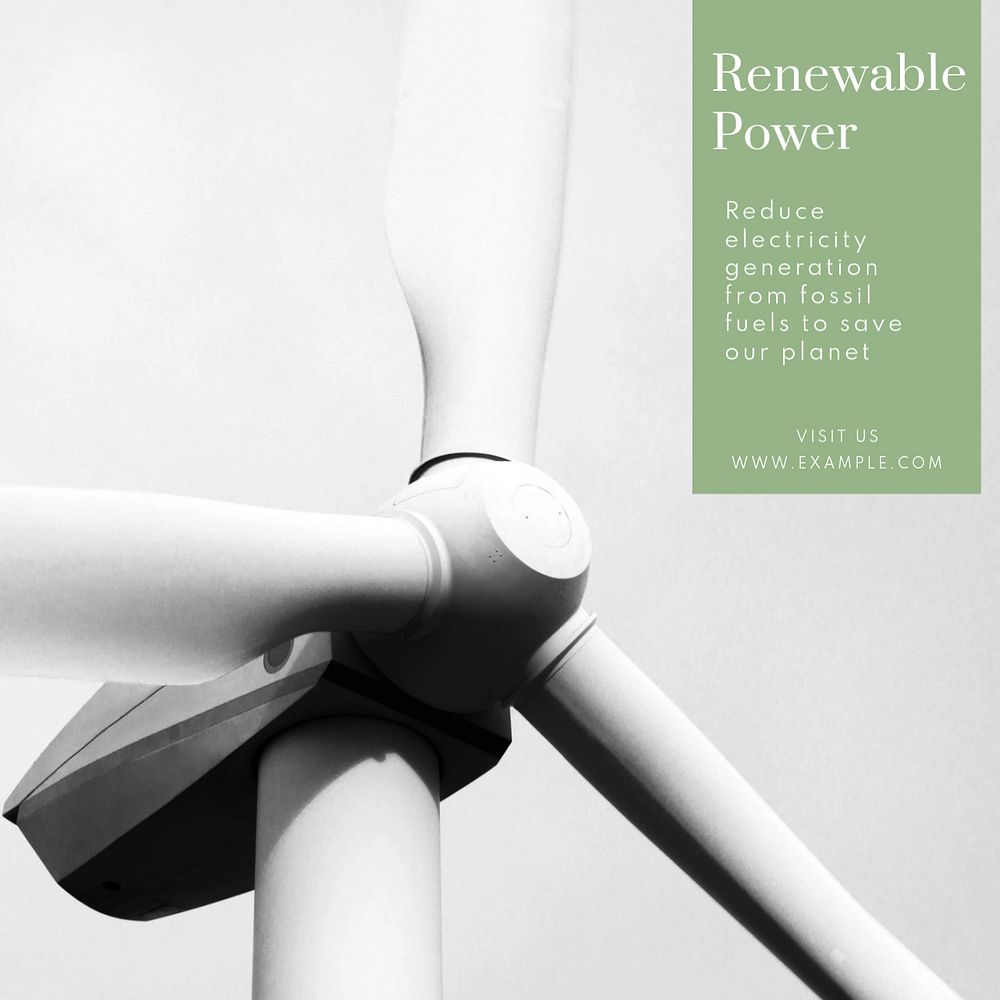 Renewable power Instagram post template, editable text