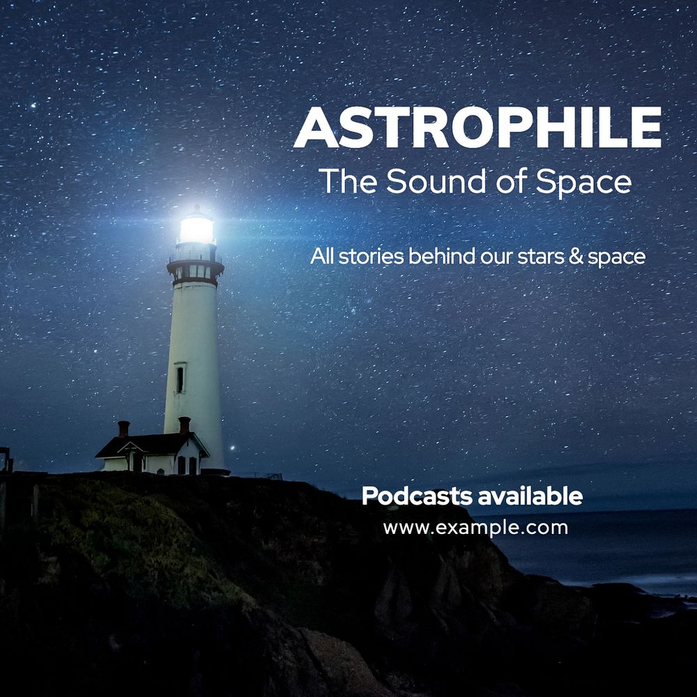 Astronomy podcast Instagram post template, editable text