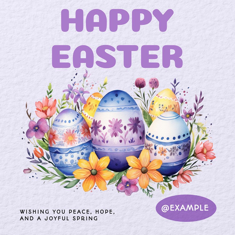 Happy Easter Instagram post template, editable text