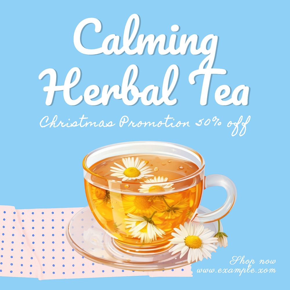 Calming herbal tea Instagram post template, editable text