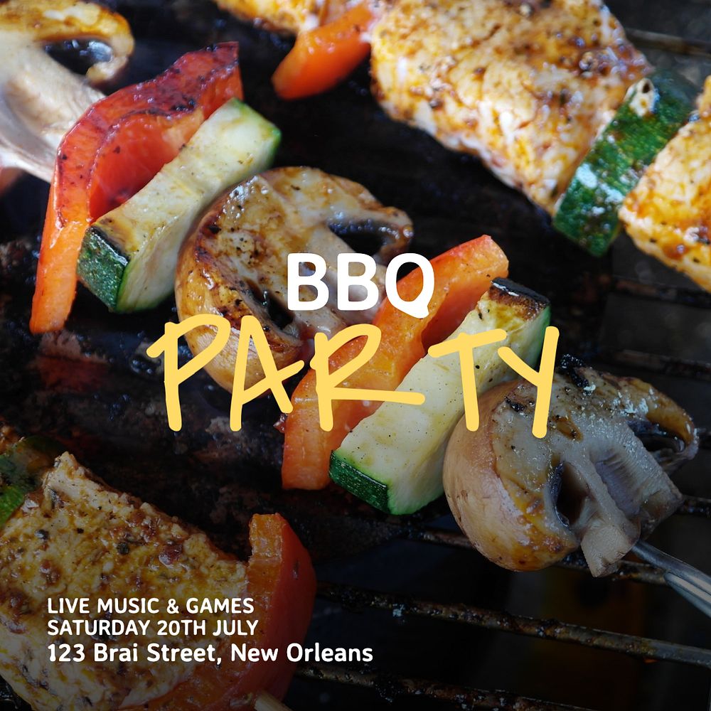 BBQ party  Instagram post template, editable text