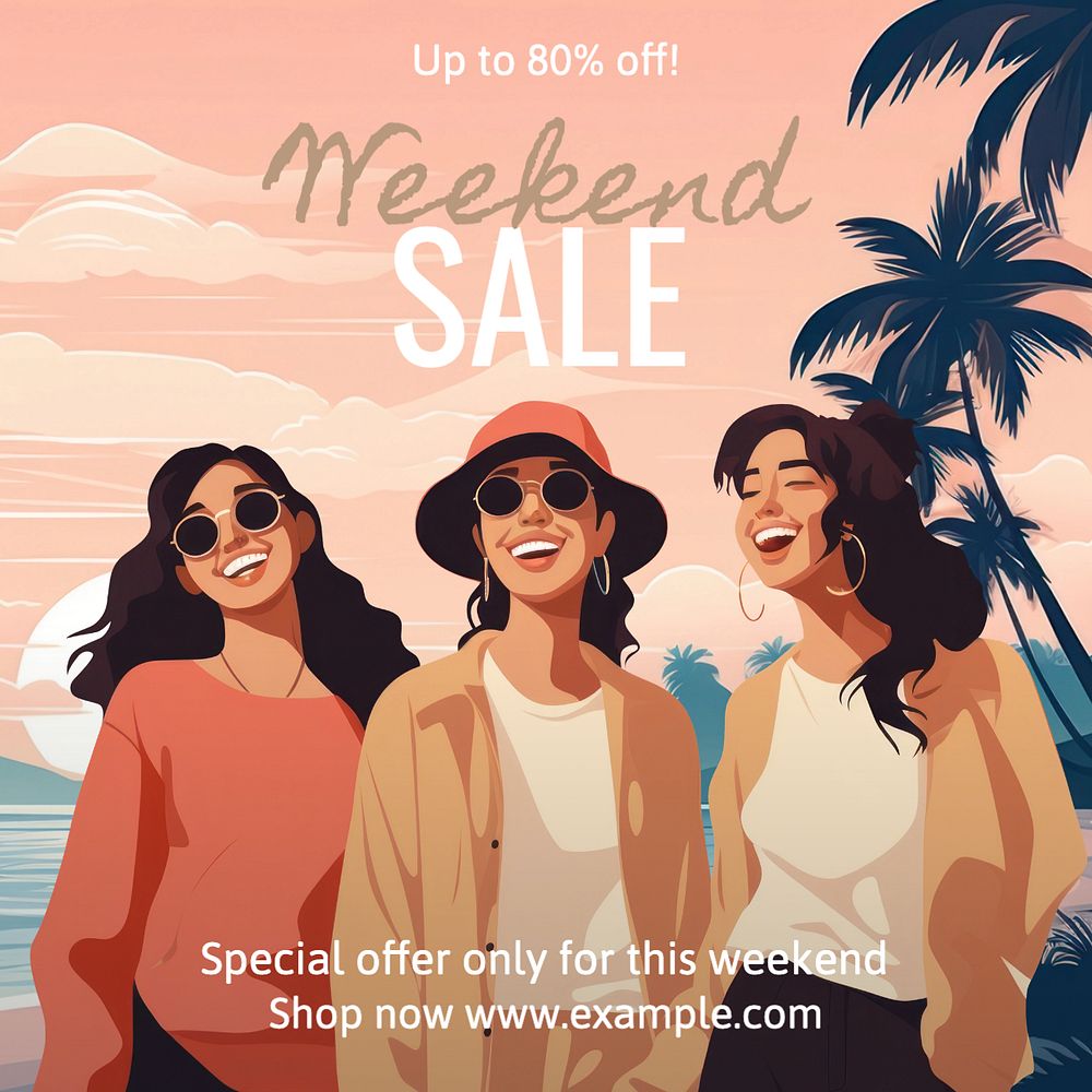 Weekend sale Instagram post template, editable text