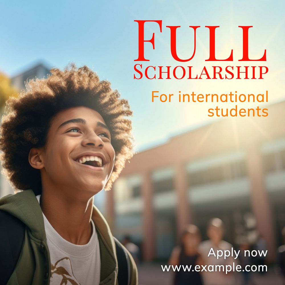 Full scholarship Instagram post template, editable text