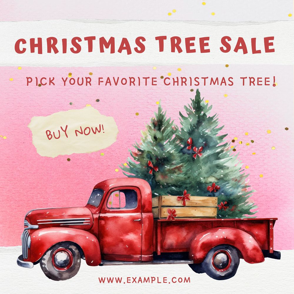 Christmas tree sale Instagram post template, editable text