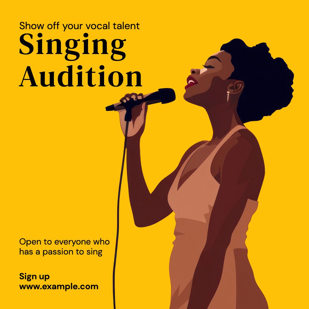 Singing audition Instagram post template, editable text