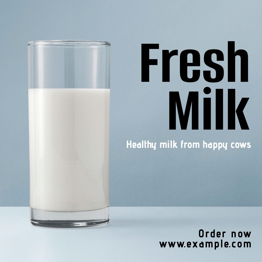 Fresh milk Instagram post template, editable text