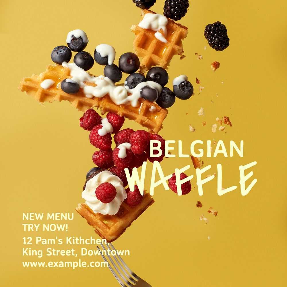 Belgian waffle  Instagram post template, editable text