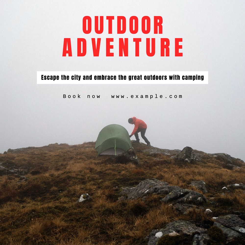 Outdoor adventure Instagram post template, editable text