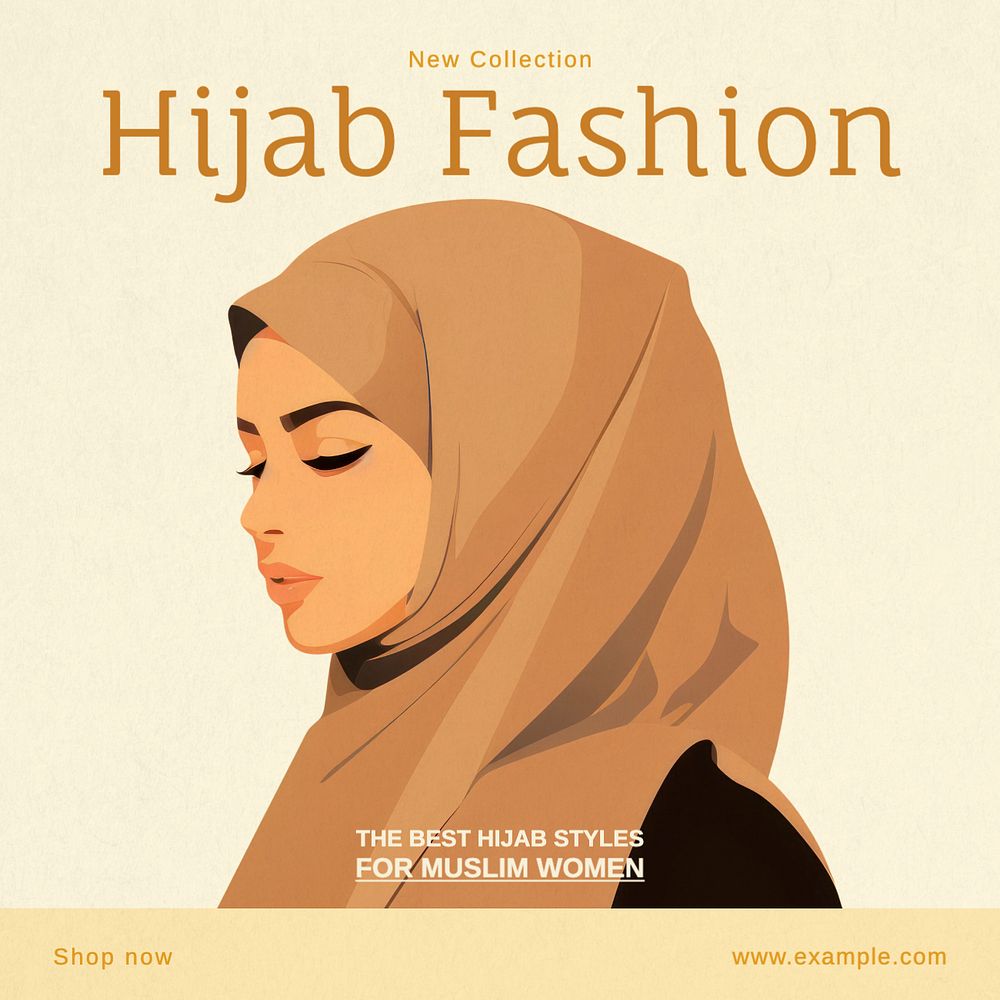 Hijab fashion Instagram post template, editable text