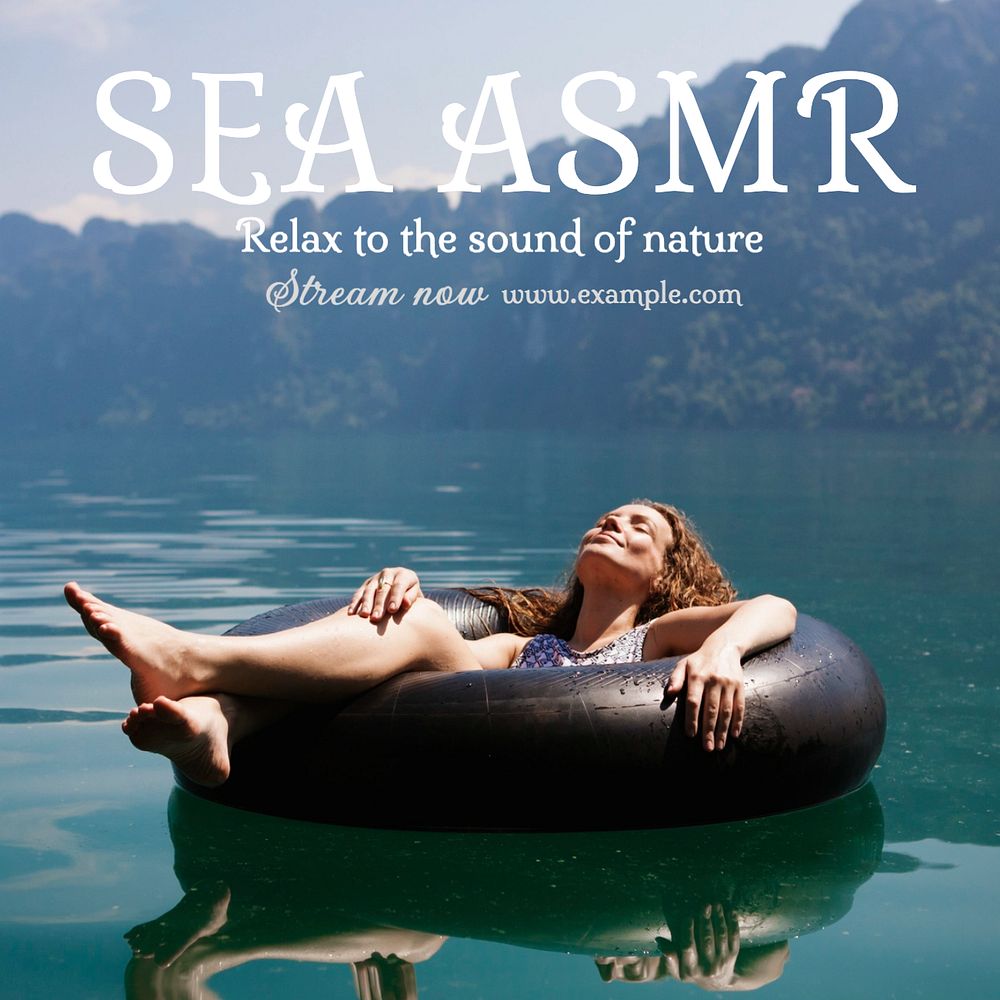 Sea ASMR Instagram post template, editable text