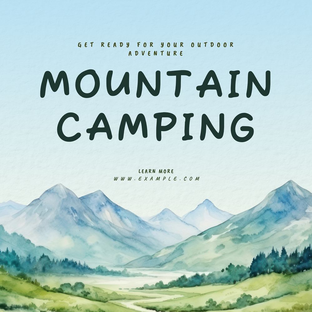 Mountain camping Instagram post template, editable text