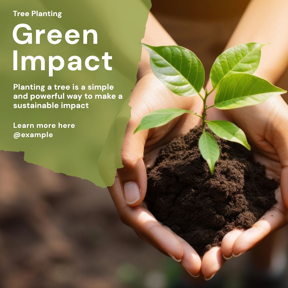 Green impact Instagram post template, editable text