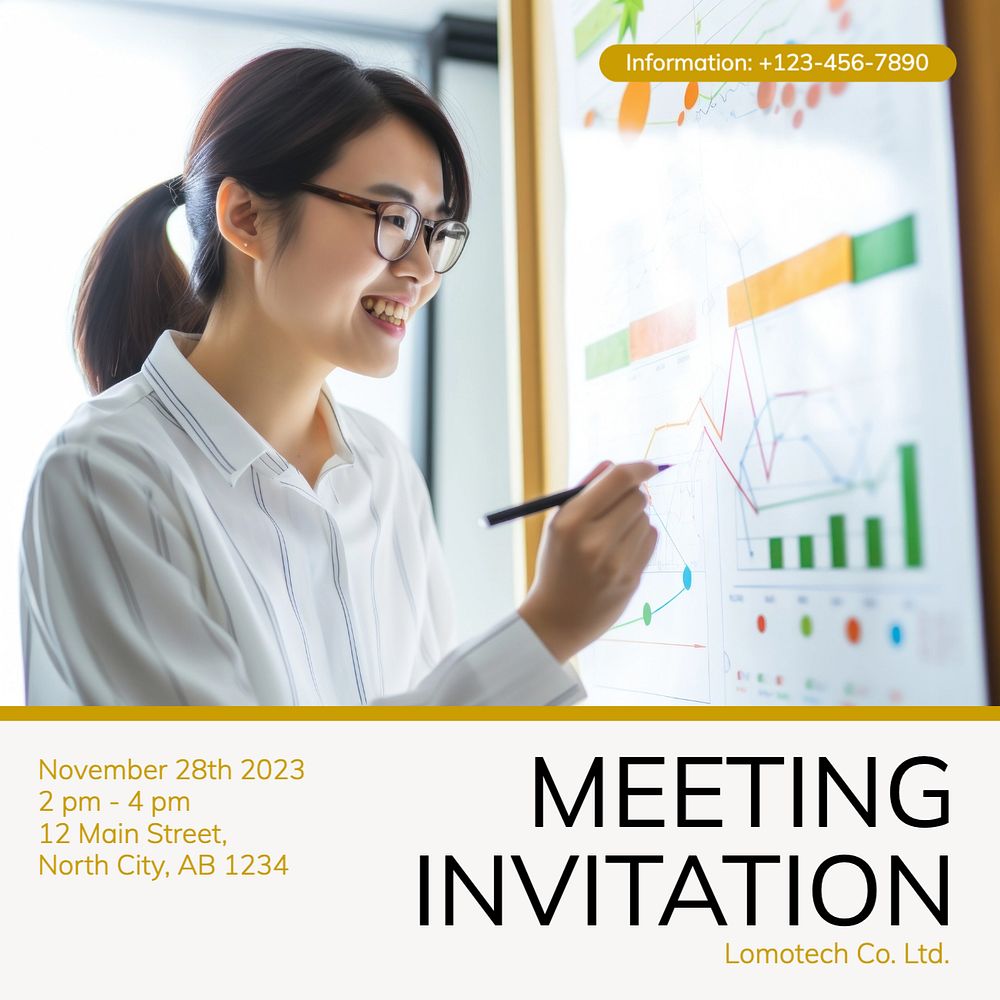 Meeting invitation Instagram post template, editable design