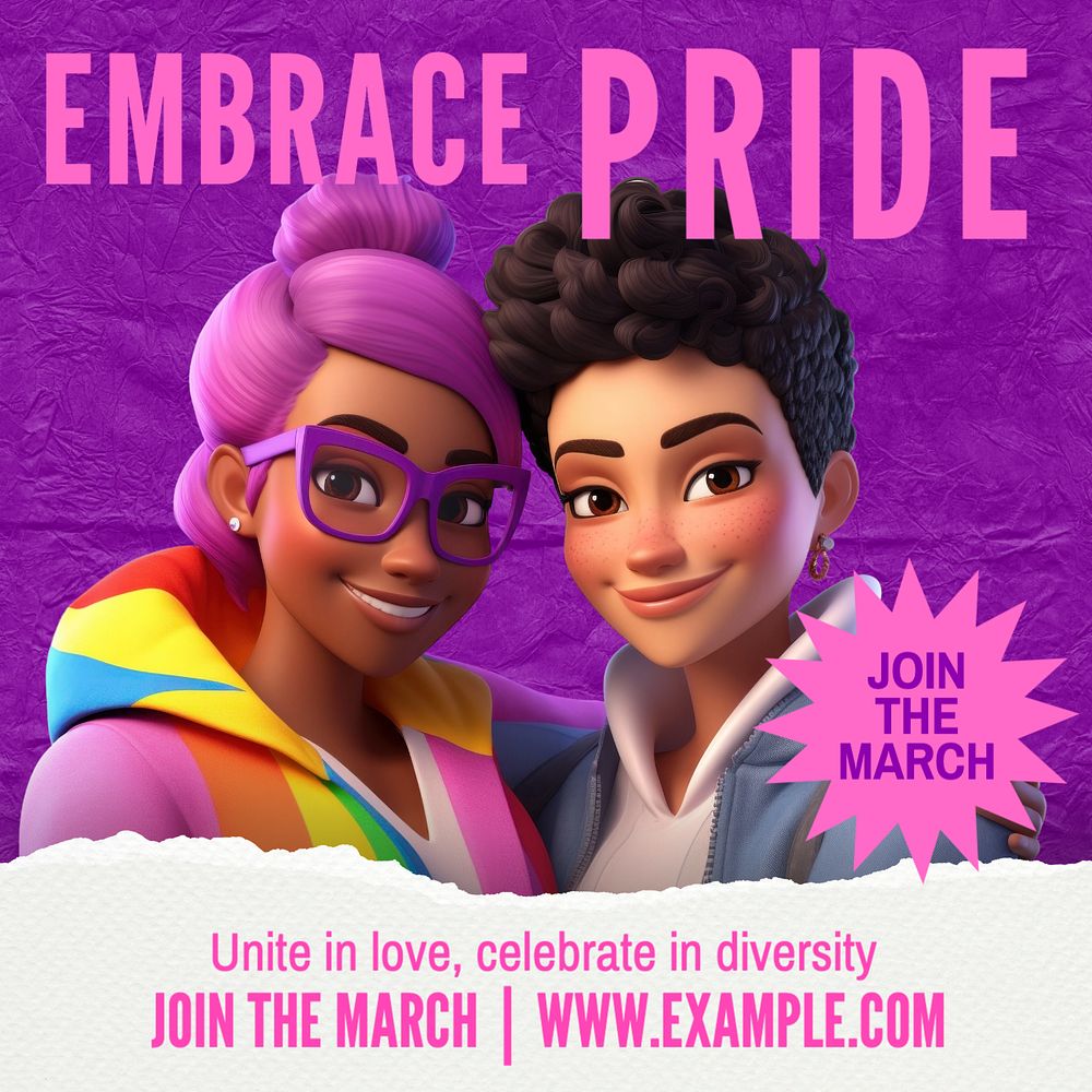 Embrace pride march Instagram post template, editable text