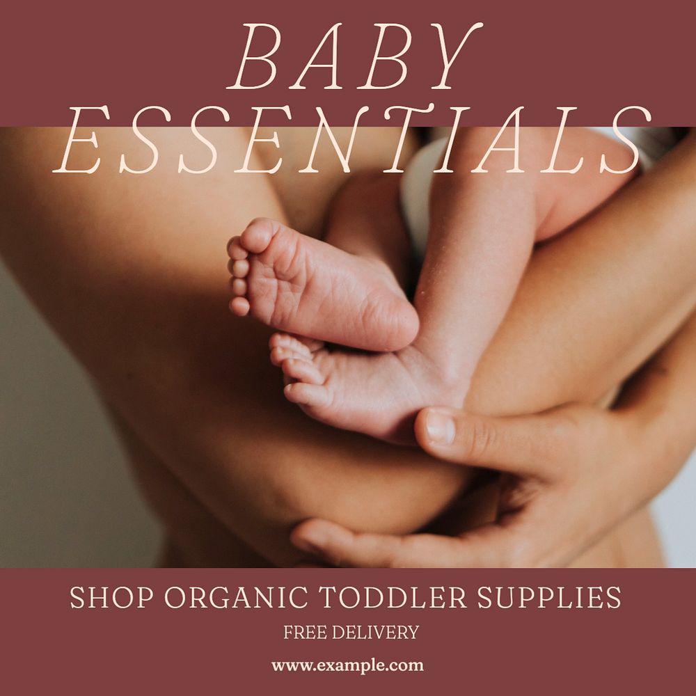 Baby essentials Instagram post template, editable text