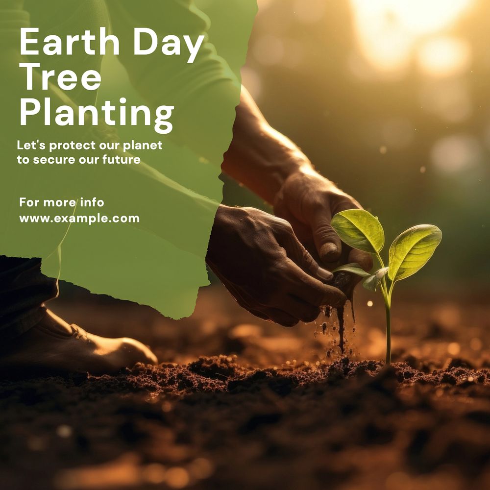 Earth day & tree Instagram post template, editable text