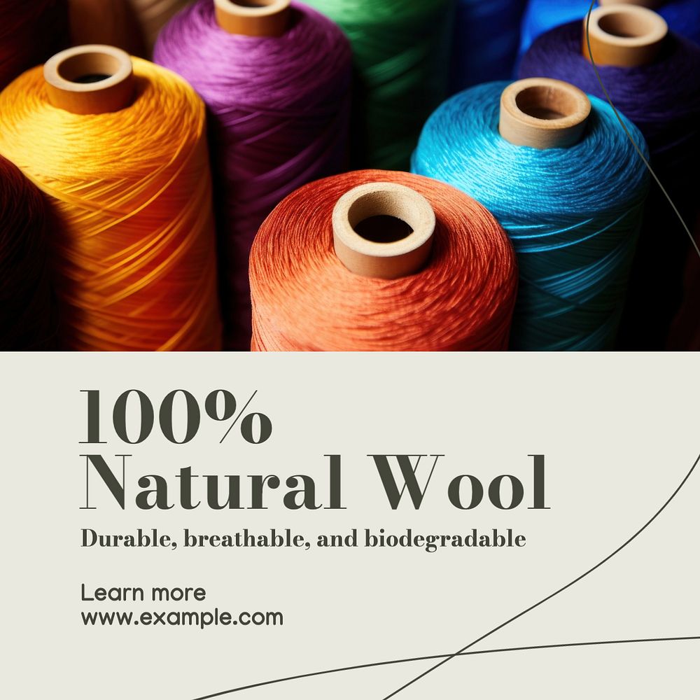 Natural wool Instagram post template, editable text