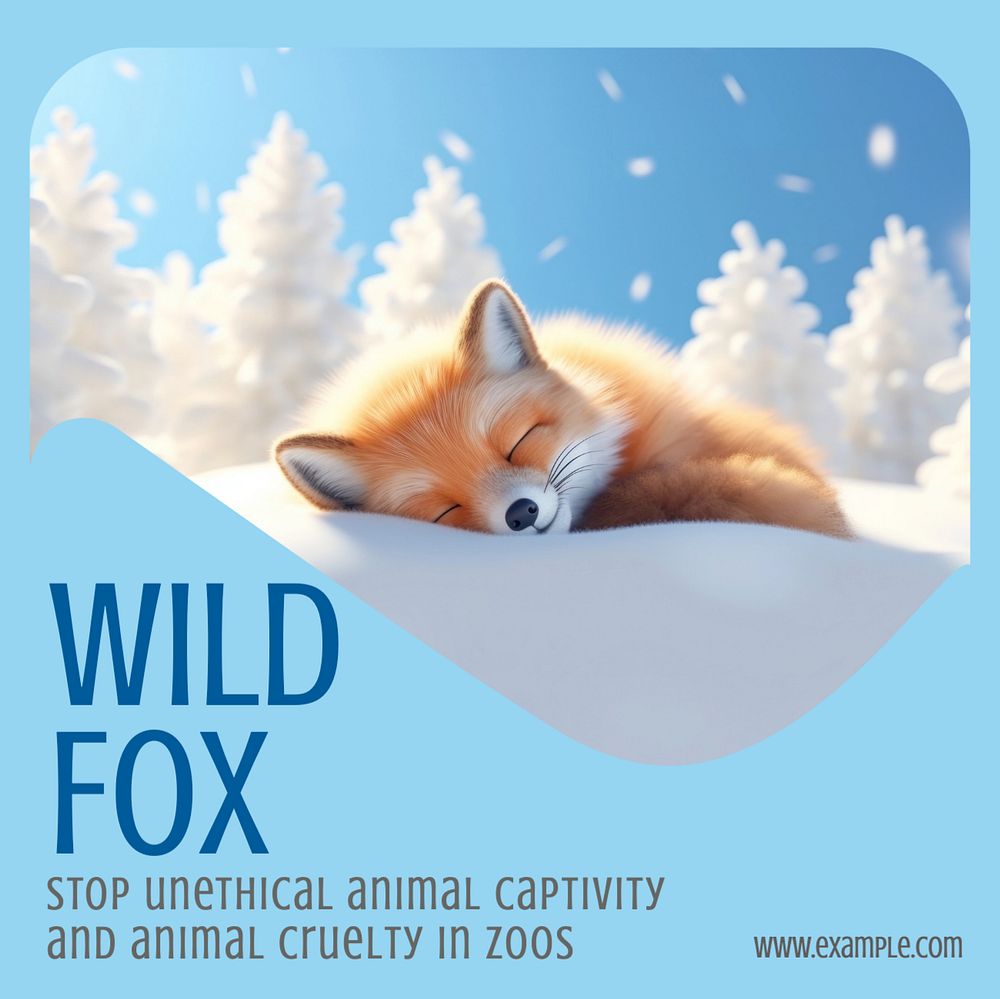 Wild fox Instagram post template, editable text