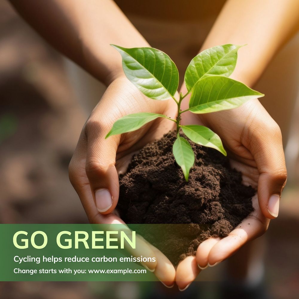 Go green Instagram post template, editable text