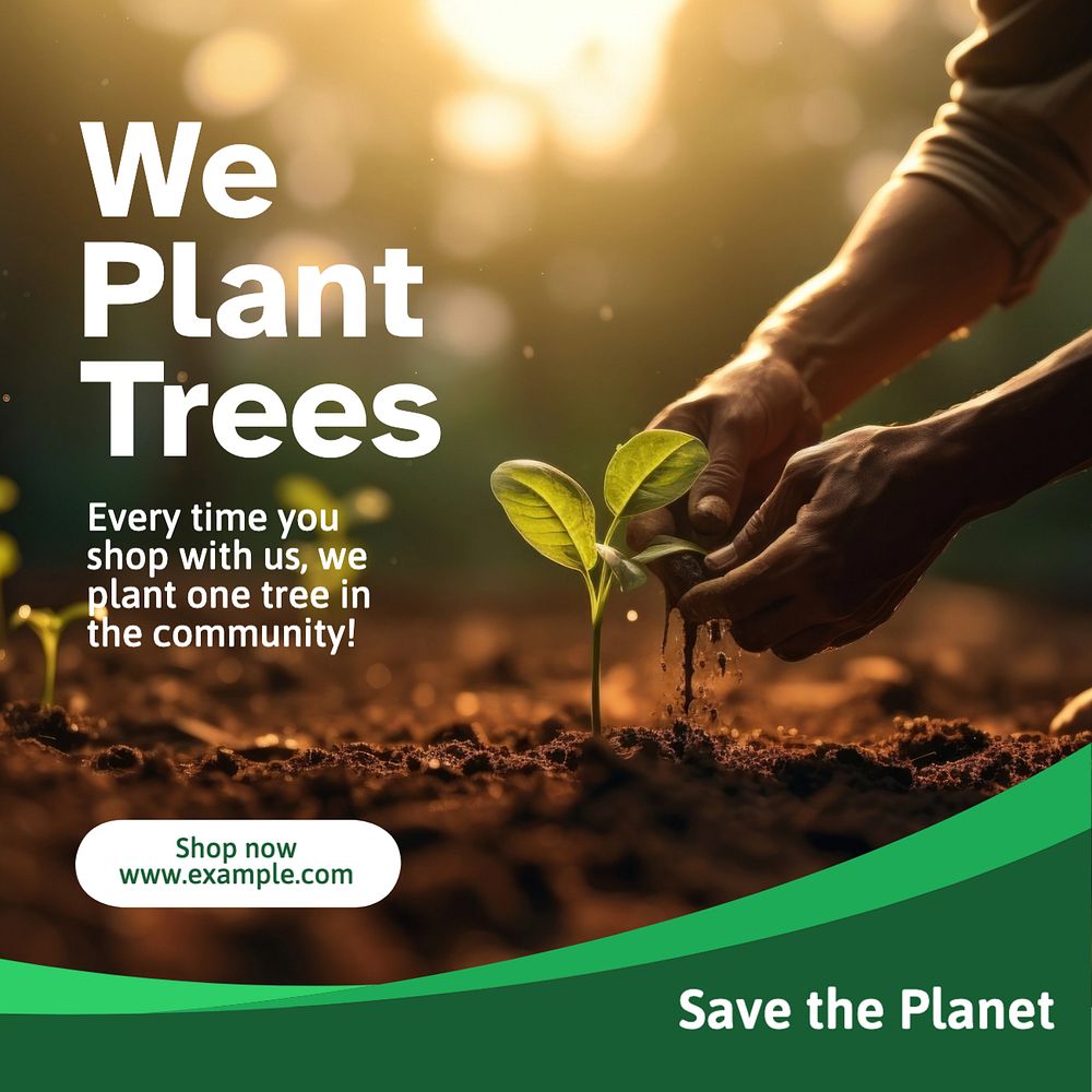 Plant a tree Instagram post template, editable text