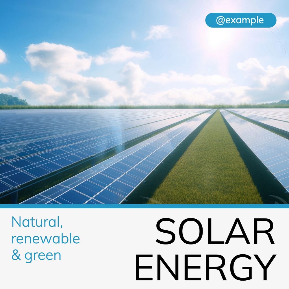 Solar energy Instagram post template, editable text