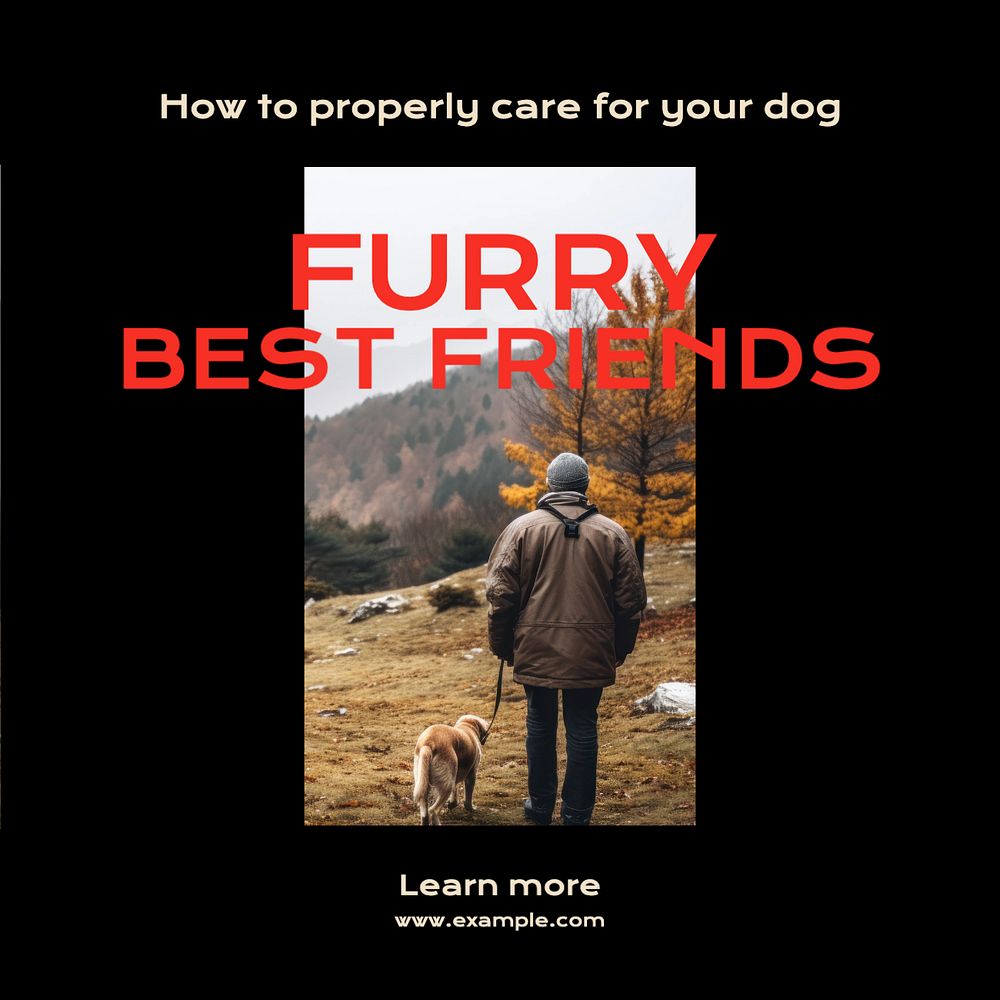 Furry best friends Instagram post template, editable text