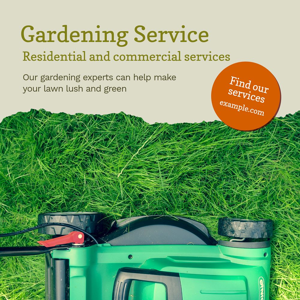 Gardening service Instagram post template, editable design