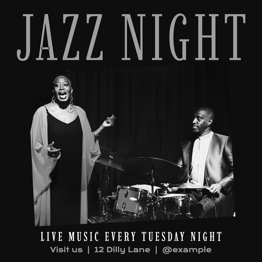 Jazz night Instagram post template, editable design