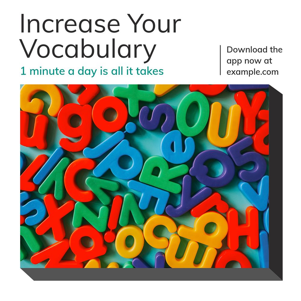 Vocabulary app Instagram post template, editable design