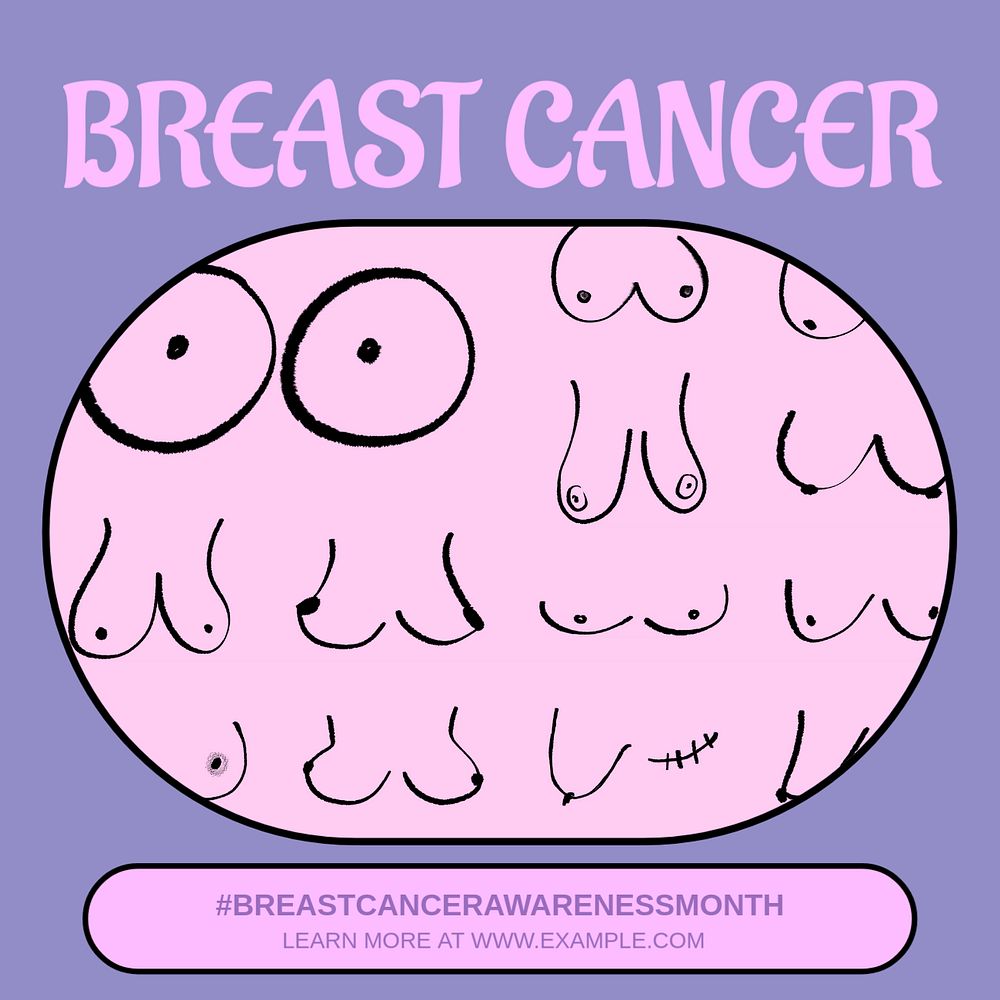 Breast cancer Instagram post template, editable design