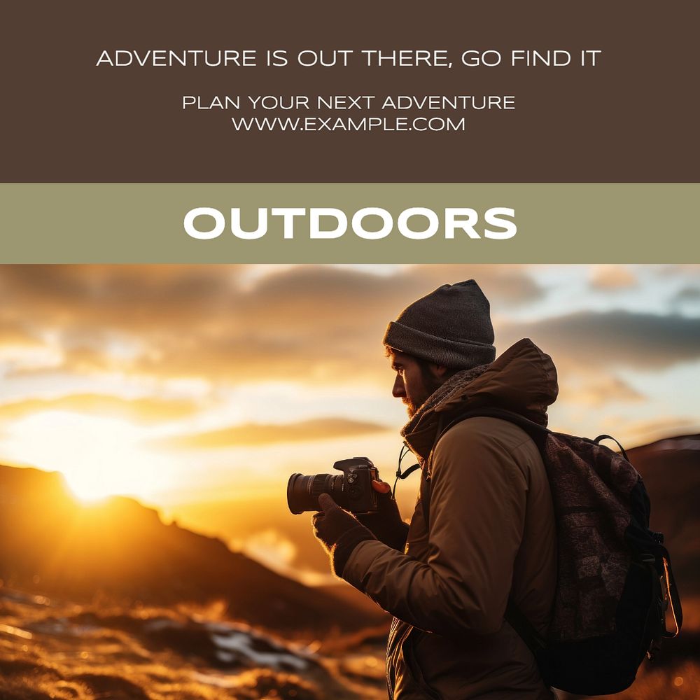 Outdoor adventure Instagram post template, editable text