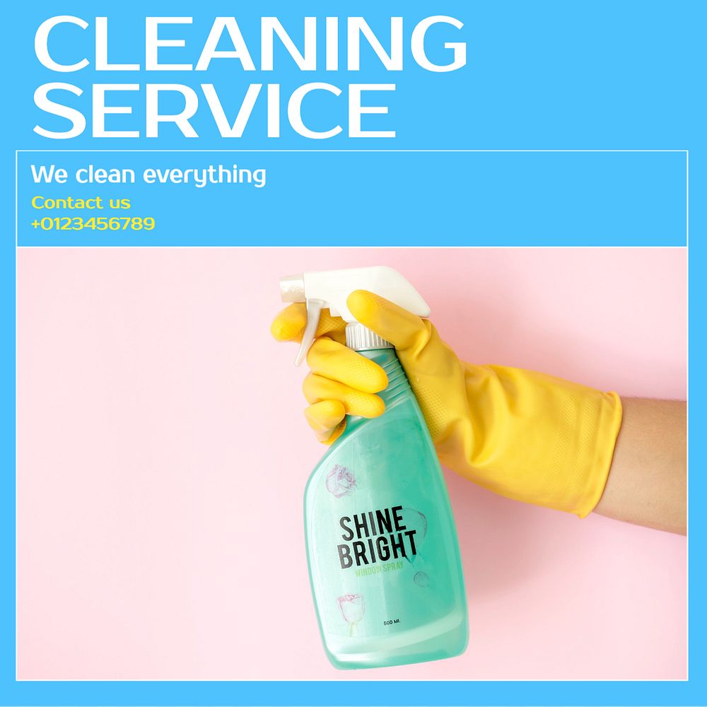 Cleaning service Instagram post template, editable text