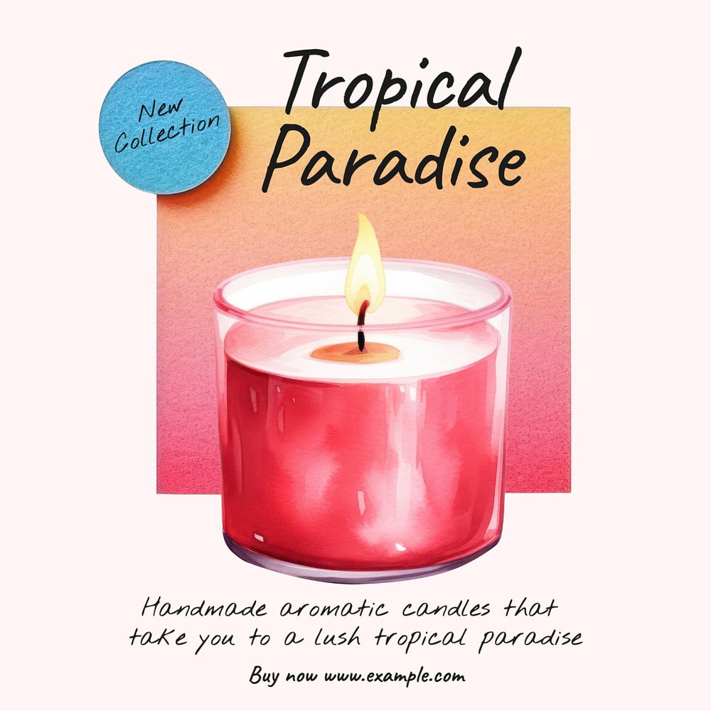 Tropical paradise Instagram post template, editable text