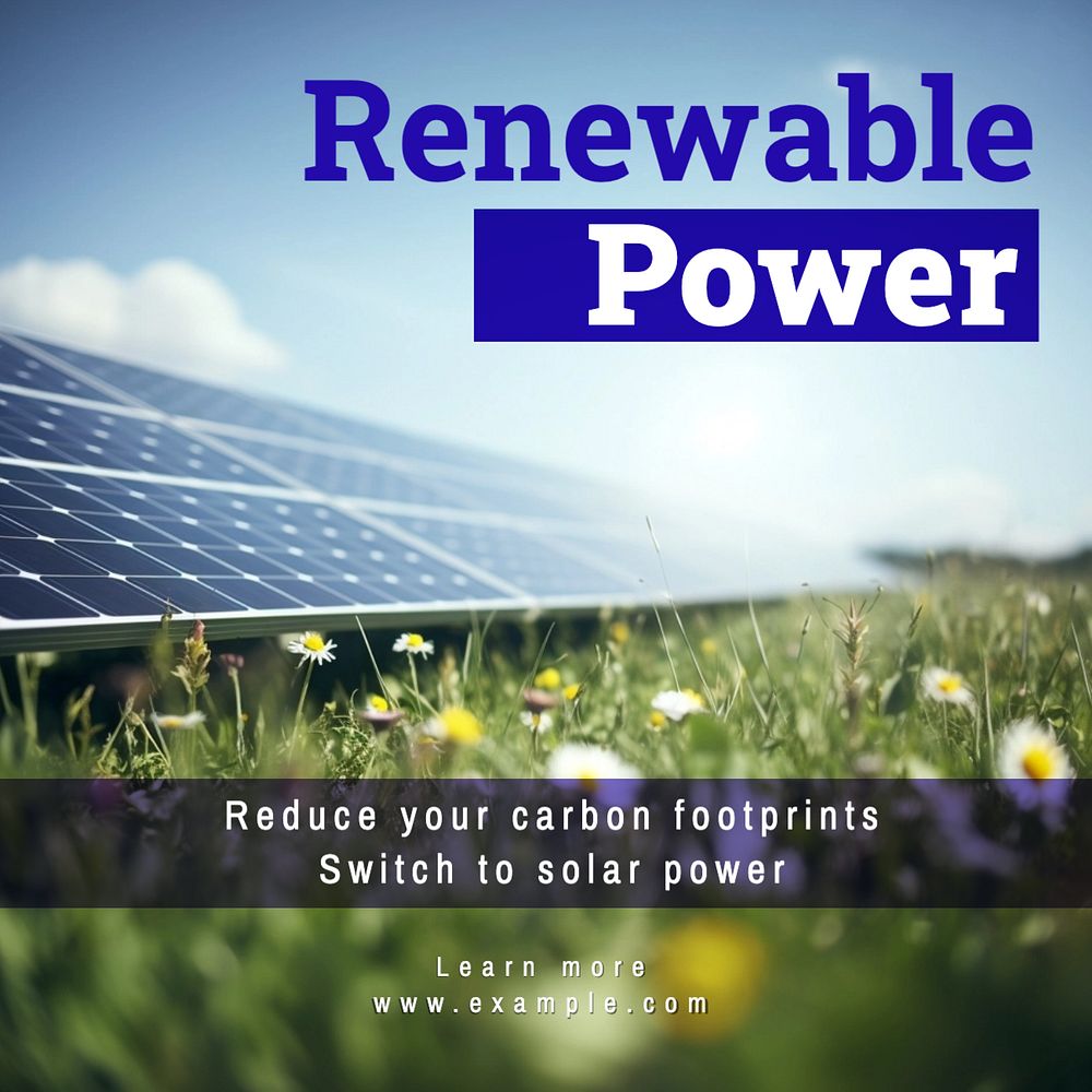 Renewable power Instagram post template, editable text