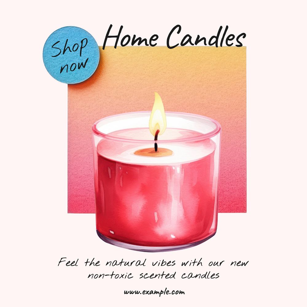 Home candles Instagram post template, editable text