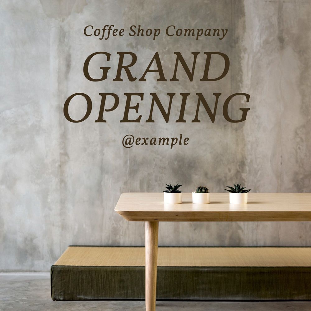 Grand opening Instagram post template, editable text