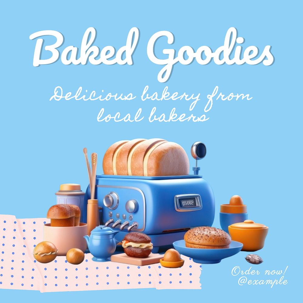 Bakery shop Instagram post template, editable text