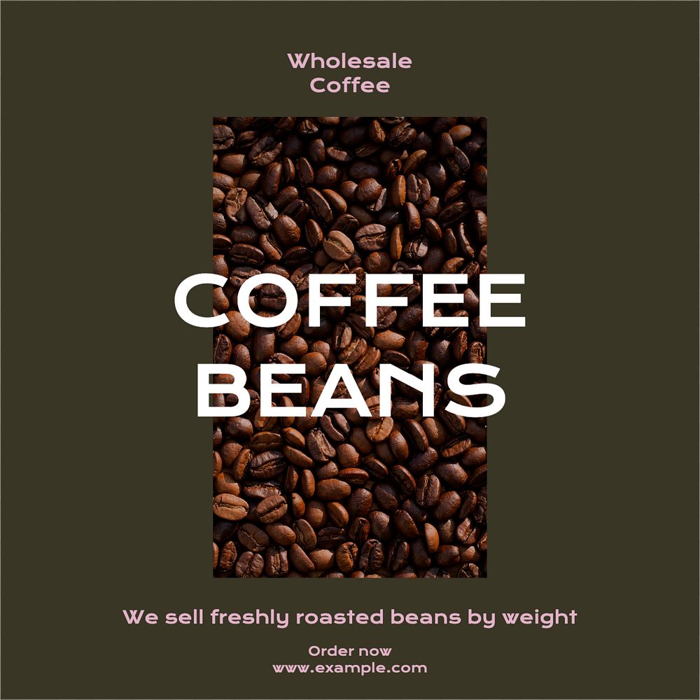 Coffee beans Instagram post template, editable text