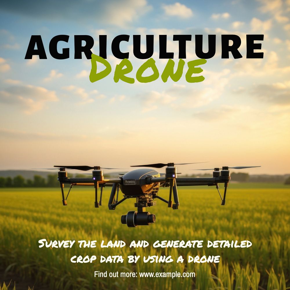 Agriculture drone Instagram post template, editable text