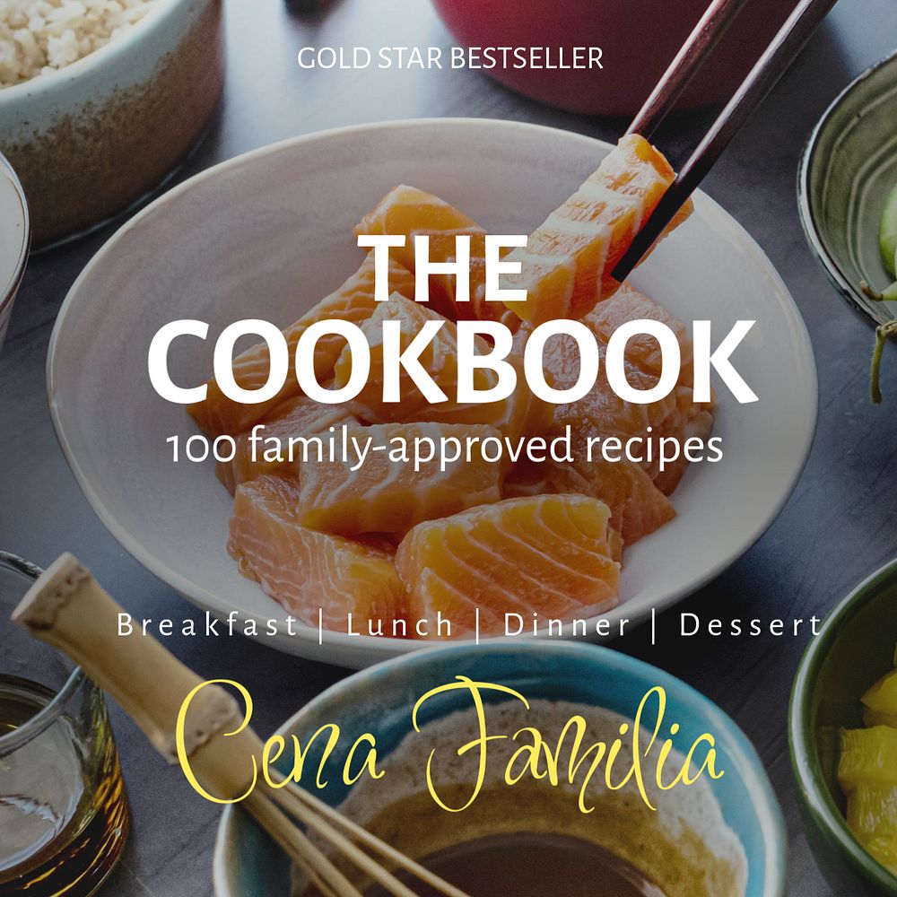 Cookbook Instagram post template, editable text