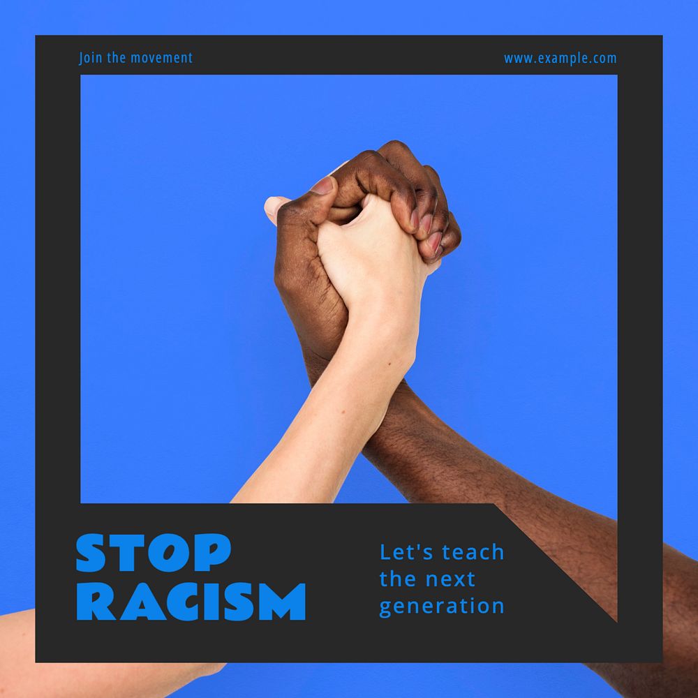 Stop racism post template, editable social media design