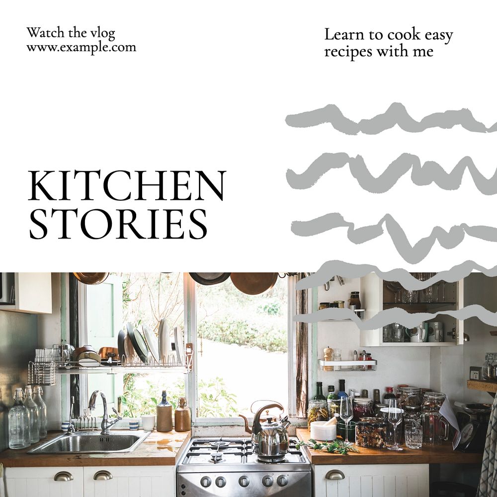 Kitchen stories Instagram post template, editable text