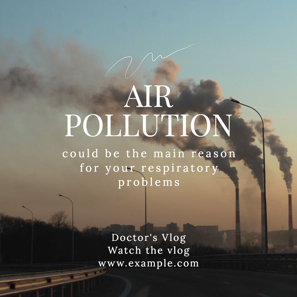 Air pollution Instagram post template, editable text