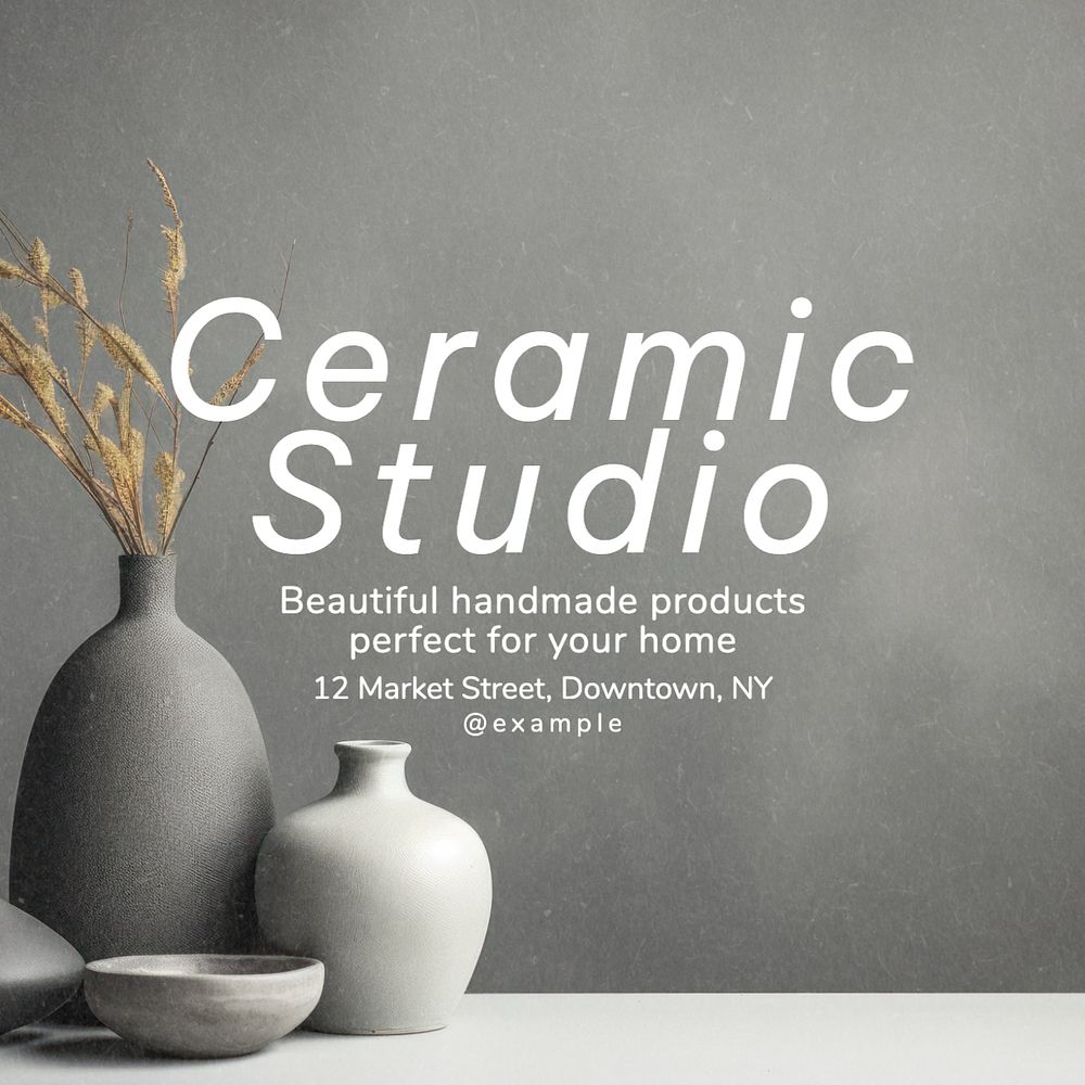 Ceramic studio Instagram post template, editable text