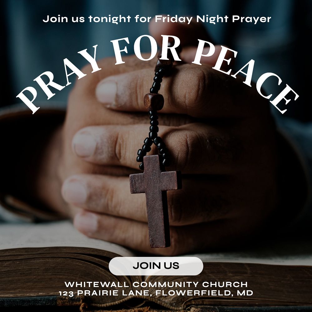 Pray for peace Instagram post template, editable text