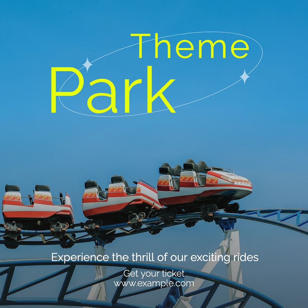 Theme park Instagram post template, editable text